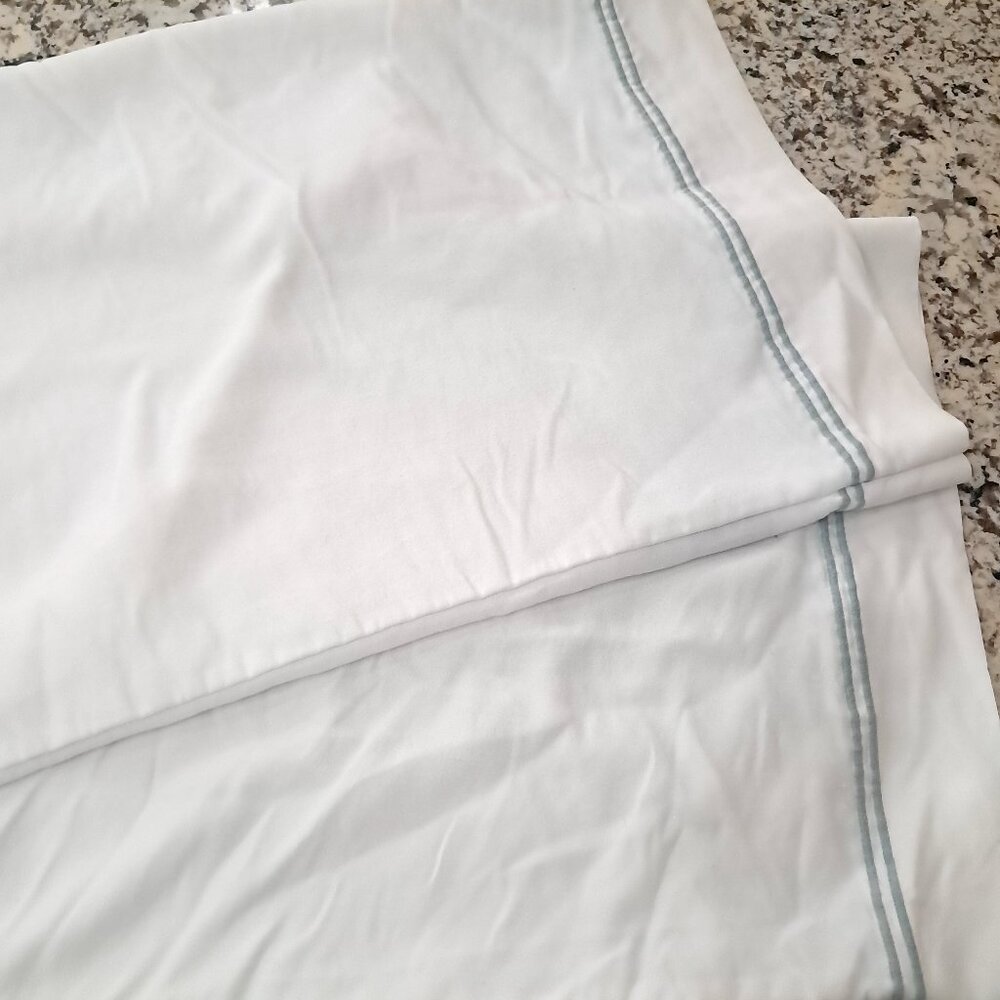 Hotel Collection Italian Percale Standard‎ Pillowcase SET 2 white teal stripe